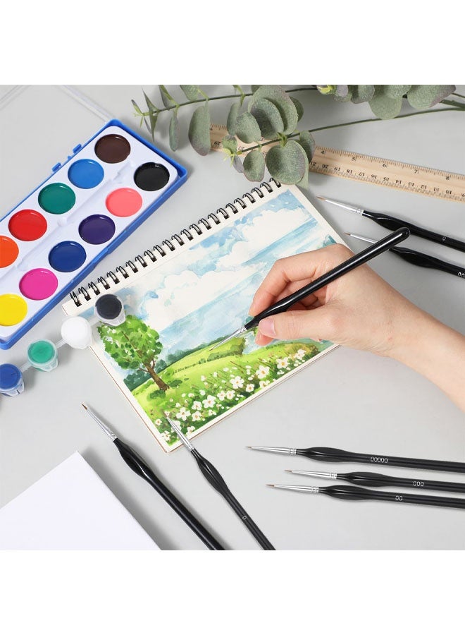 مجموعة فرش رسم دقيقة مكونة من 8 قطع، فرش رسم احترافية صغيرة الحجم للفنانين، فرش رفيعة للرسم الدقيق بالألوان المائية والأكريليك والزيتية - Image 4